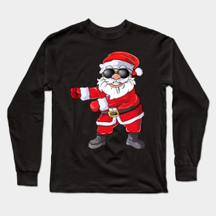 FLOSSING SANTA Dabbing Santa Christmas Tshirt Gift Dab Santa Claus Long Sleeve T-Shirt